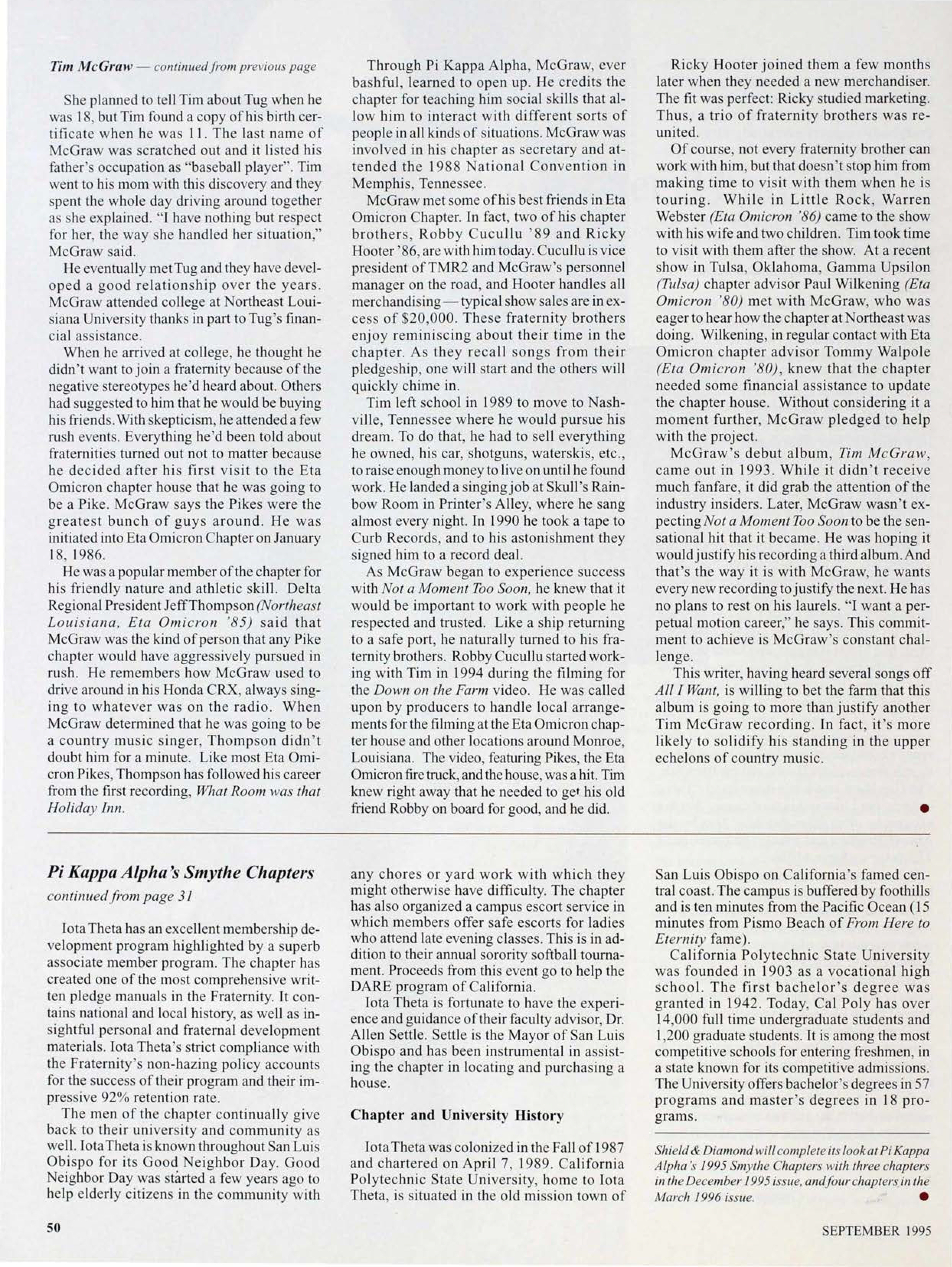 Pi Kappa Alpha's Smythe Chapters, Continued